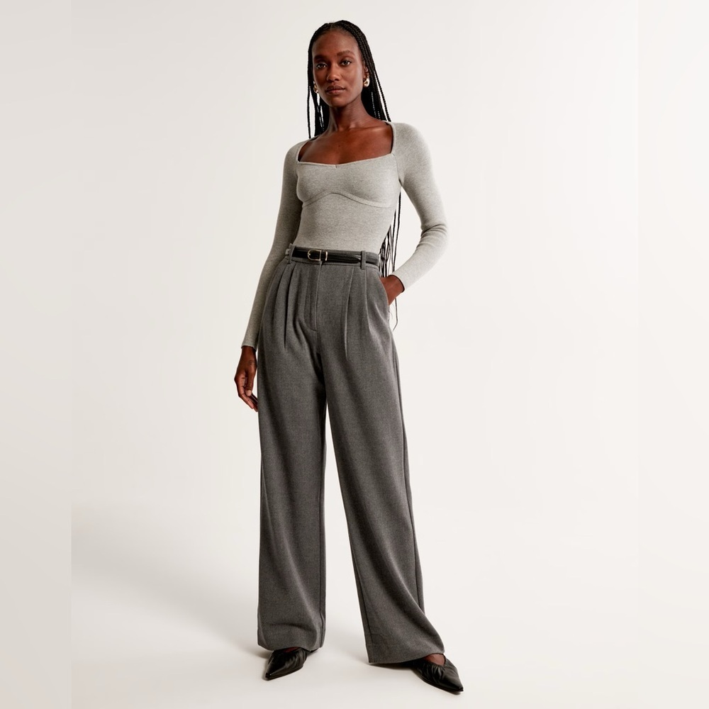 Abercrombie & Fitch Sloane Tailored Wide Leg Pant Grey Size XS/S High Rise Work